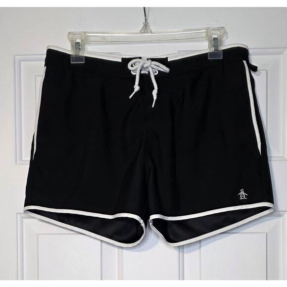 Penguin By Munsing Wear Swim Trunk Adult 30 Black Bathing Suit Mens - Picture 1 of 8